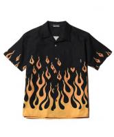 CUTRATE  S/S FLAME SHIRT BLACK(カットレート・半袖フレームスシャツ・ブラック)