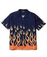 CUTRATE  S/S FLAME SHIRT NAVY(カットレート・半袖フレームスシャツ・ネイビー)