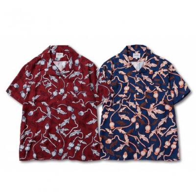 FUCT SSDD POPPY FLOWER ALOHA SHIRT 6312・BURGUNDY