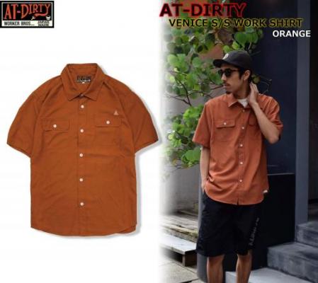 AT-DIRTY VENICE S/S WORK SHIRT ORANGE(アットダーティー・ベニス半袖