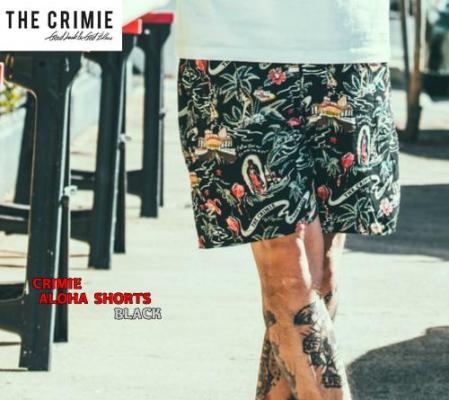 CRIMIE ALOHA SHORTS BLACK(クライミー・アロハショーツ・ブラック) / ハーレー/バイカー《cutrate・CRIMIE・BACKDROPLeathers・パウン・ドレスヒッピー・アットダーティ》ThugRise  サグライズ