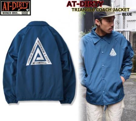 AT-DIRTY TRIANGLE COACH JACKET BLUE(アットダーティー・トライアングルコーチジャケット・ブルー) /  ハーレー/バイカー《cutrate・CRIMIE・BACKDROPLeathers・パウン・ドレスヒッピー・アットダーティ》ThugRise サグライズ