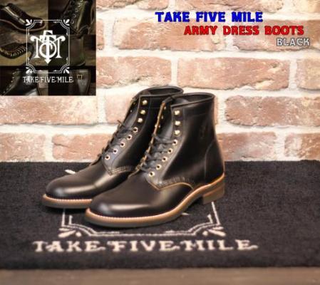 11,610円「TAKE FIVE MILE」 Army dress boots BLACK