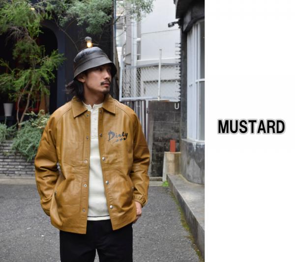 AT-DIRTY ATD THUNDER LEATHER COACH JACKET MUSTARD(アットダーティー ...