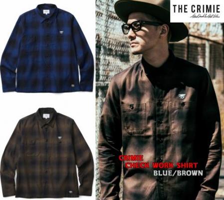 CRIMIE CHECK WORK SHIRT BLUE/BROWN(クライミー・チェックワークシャツ・ブルー/ブラウン) /  ハーレー/バイカー《cutrate・CRIMIE・BACKDROPLeathers・パウン・ドレスヒッピー・アットダーティ》ThugRise サグライズ