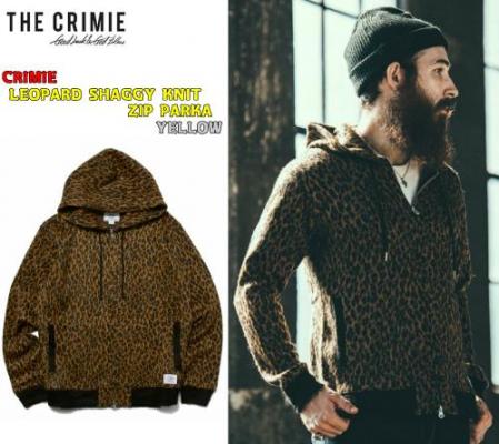 CRIMIE LEOPARD SHAGGY KNIT ZIP PARKA YELLOW(クライミー・レオパードシャギーニットジップパーカー・イエロー)  / ハーレー/バイカー《cutrate・CRIMIE・BACKDROPLeathers・パウン・ドレスヒッピー・アットダーティ》ThugRise  サグライズ