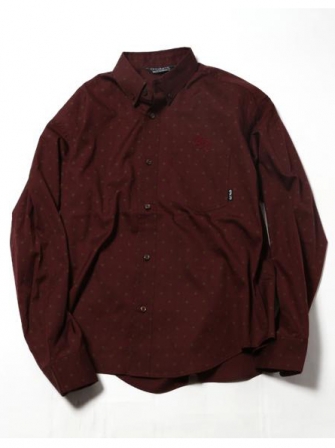 CUTRATE L/S ALLOVER B,D SHIRT/BURGUNDY(カットレート・オールオーバーボタンダウンシャツ・バーガンディー)