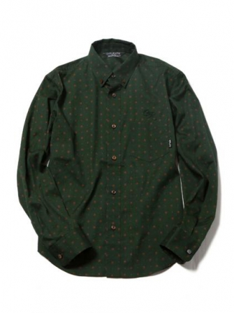 CUTRATE L/S ALLOVER B,D SHIRT/GREEN(カットレート・オールオーバーボタンダウンシャツ・グリーン）